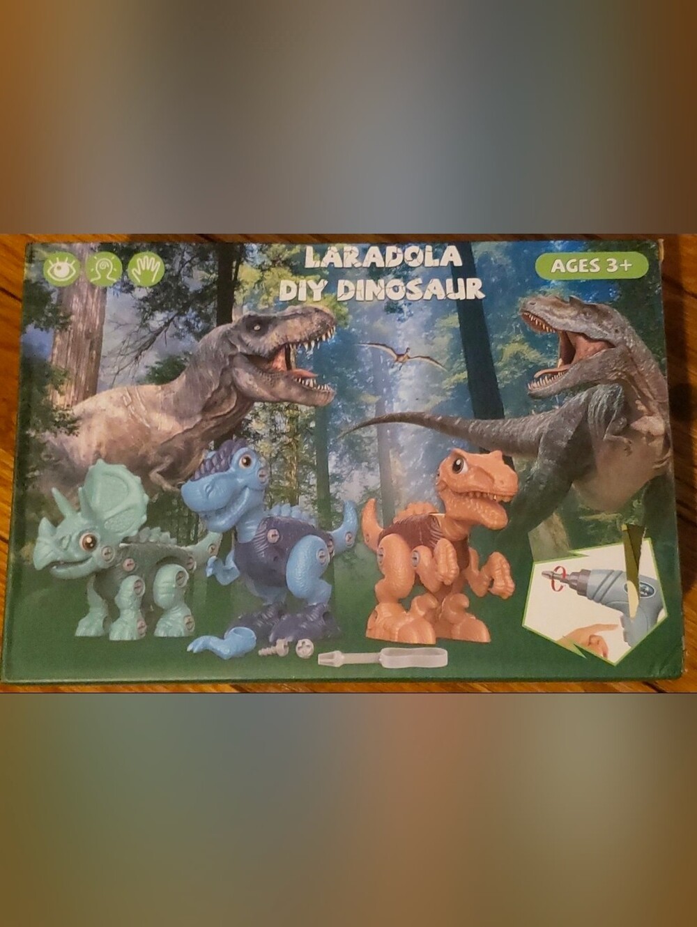 Laradola DIY Dinosaur Stem Creative Build a Toy w/ Tools Triceratops T Rex NIB